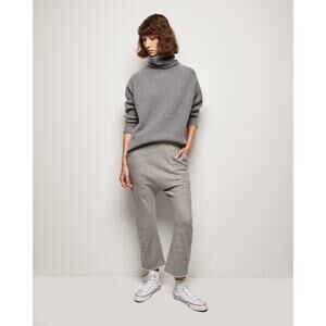 Nili Lotan SF Drop Crotch Sweatpants Wide Leg Elastic Waist Gray Size M NWOT